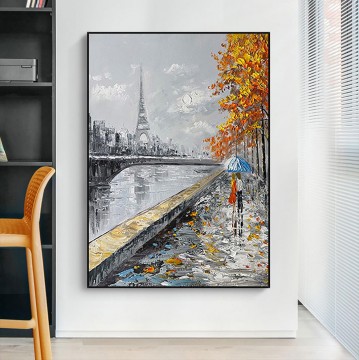 商店街の風景 Painting - パリ01商店街の安い壁飾り